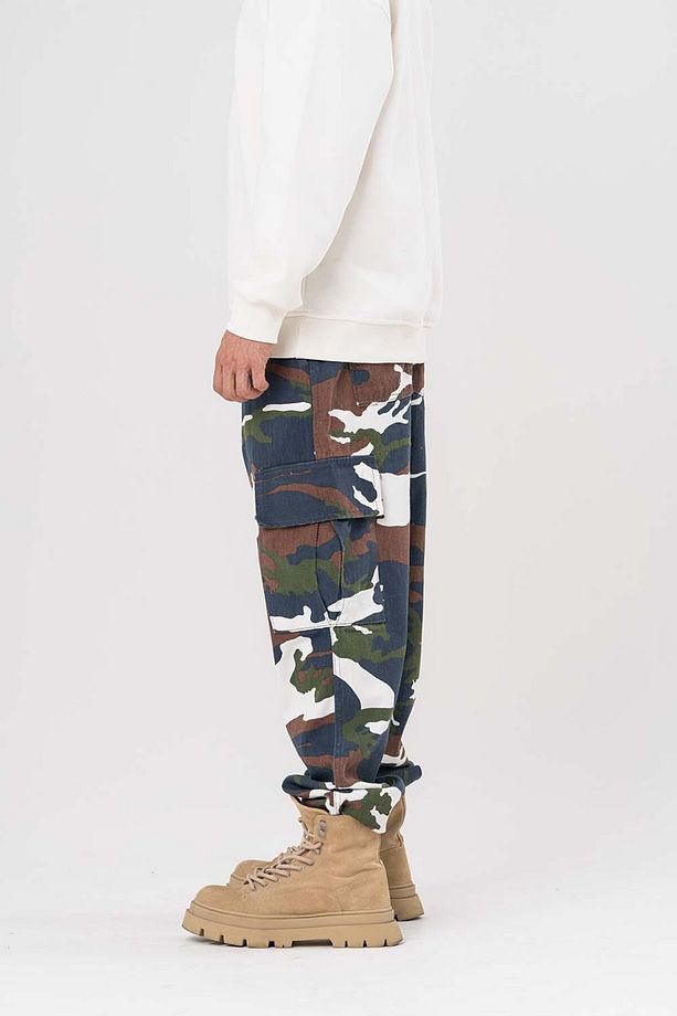 Hunter Kargo Cep ve Paça Ayarlı Kamuflaj Gabardin Pantolon - 7