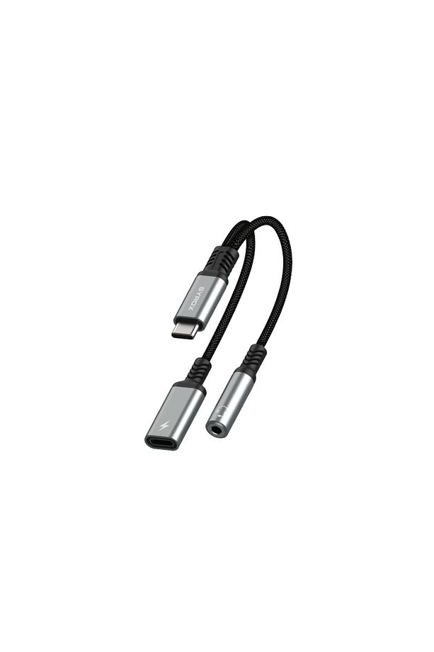 Dt40t-ta 2in1 Type-c - 1xtype-c 1x3.5mm Aux Ses Ve Şarj Ayırıcı Dönüştürücü - Gri - 1