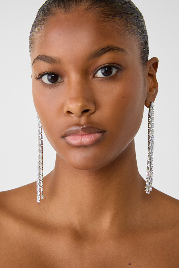 Shiny Stone Dangle Earrings - 2