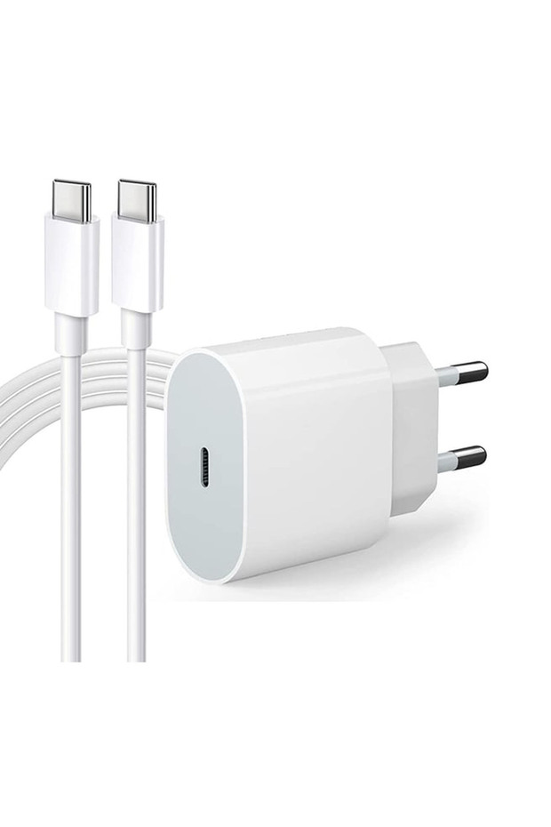 Tüm Cihazlar ile Uyumlu 20W PD Type-C Hızlı Şarj Adaptörü ve Kablosu Şarj Seti - AL4671 - 1