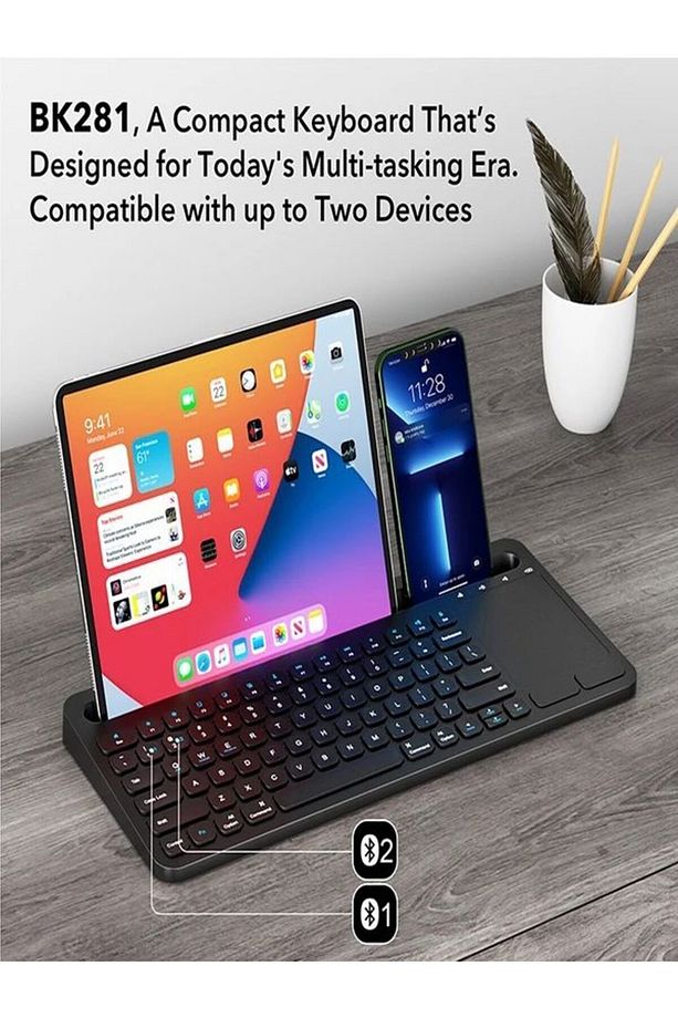 Türkçe Q, Type-c Şarjlı, Touchpad, Telefon, Tablet Standlı Bluetooth Klavye Ios/android/windows - 5