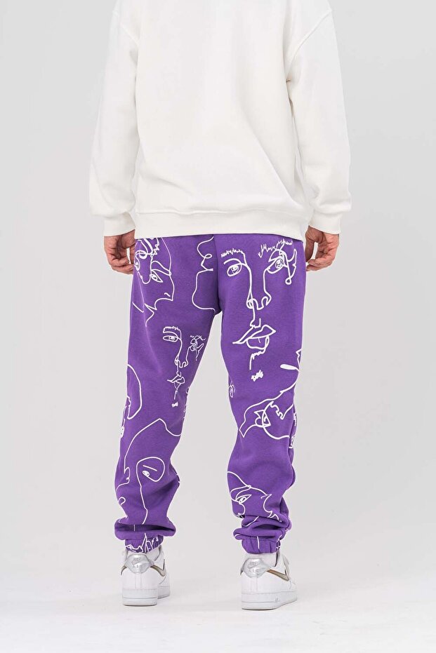 Face Bel ve Paça Lastikli Şardonlu Eşofman Alt - 5