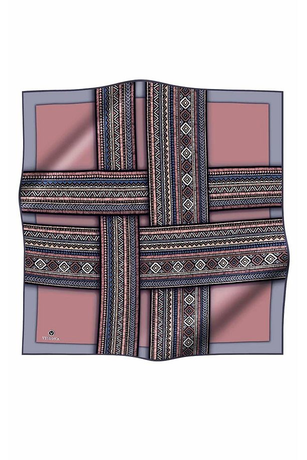 Tivil İpek Eşarp 17025-0019-0028 Pembe Karışık Desen - 2