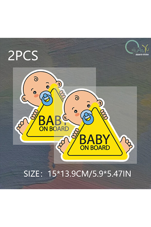 15x13.9cm C355A2 2pcs Baby on Board PVC Car Stickers Tuning Cartoon Window Decals Automobiles Decora