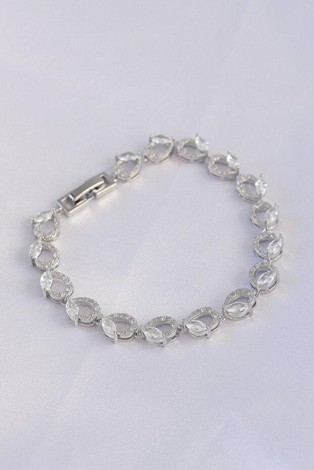 Vip Series Brass Zircon Stone Silver Color Barley Model Bracelet Tj-Bb6062