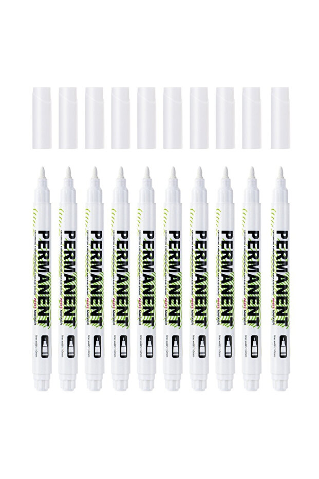 10Pcs 1.0mm 10Pcs Waterproof White Marker Pen Alcohol Paint Oily Tire Painting Graffiti Pens Permane