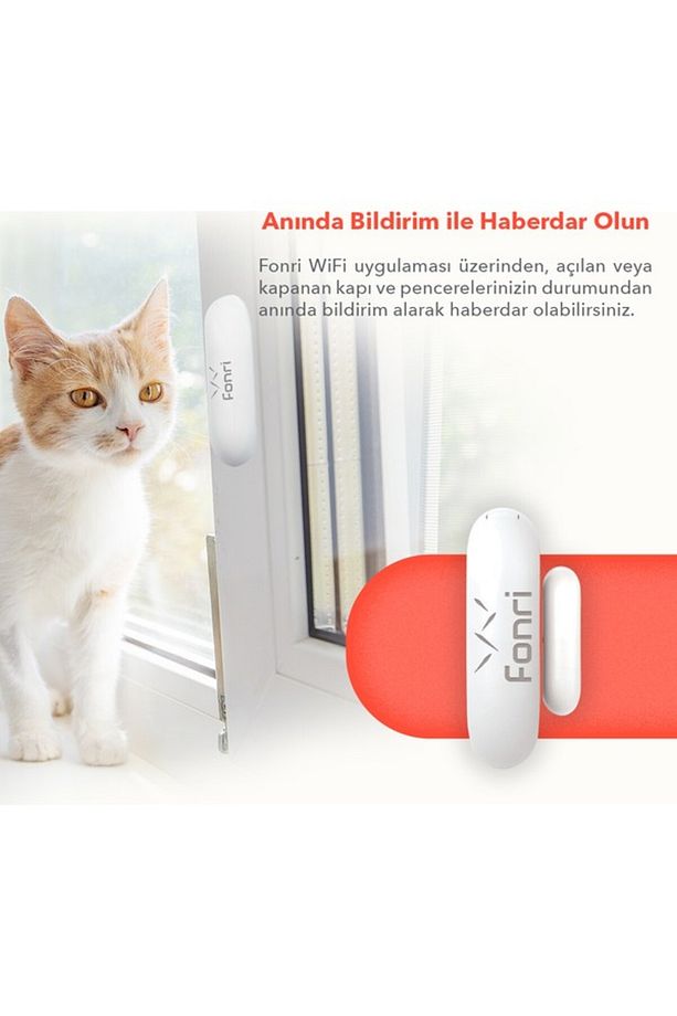 Fonri Akıllı Kablosuz Kapı Pencere Sensörü Hırsız Alarm Seti Sistemi, Wifi, Mobil Bildirim, Uzaktan - 4