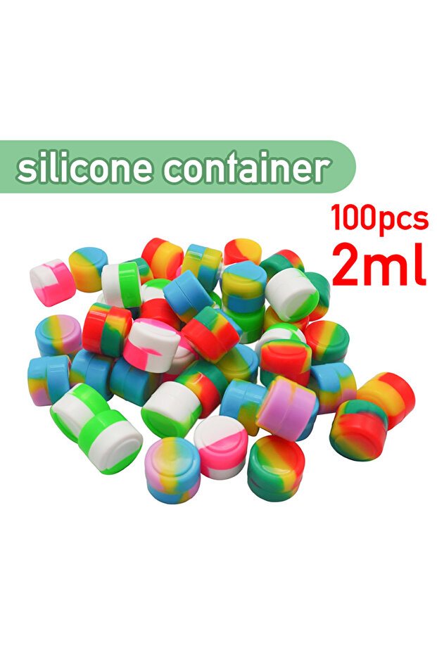 1 Set 100Pcs Mini Nonstick Silicone Container Box Non-stick Oil Wax Storage Pot Jar Travel Bottle Fo
