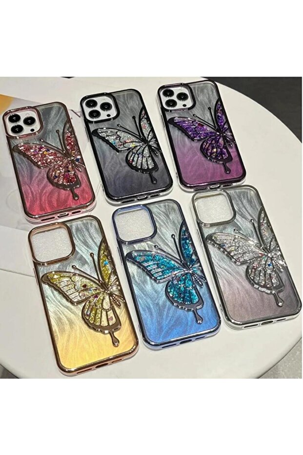 حافظة بنمط الفراشة متوافقة مع هاتف Iphone 11، يمكن استخدامها إما شفافة أو لامعة - 4