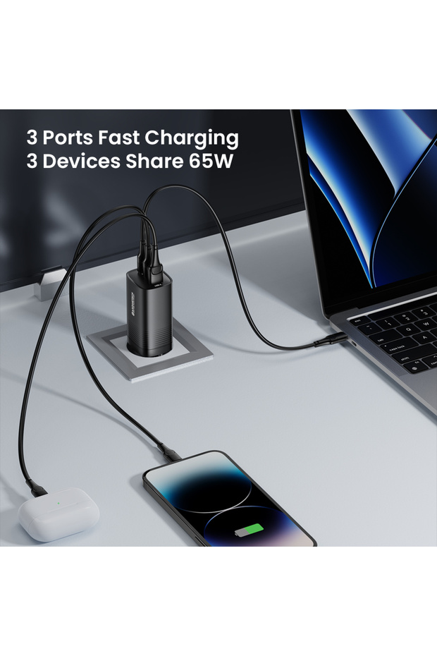65W Gan USB C Charger Pps 45W Pd Qc 3.0 Type C Fast Charging for Samsung iPhone 15 14 13 Pro Phone... - 3