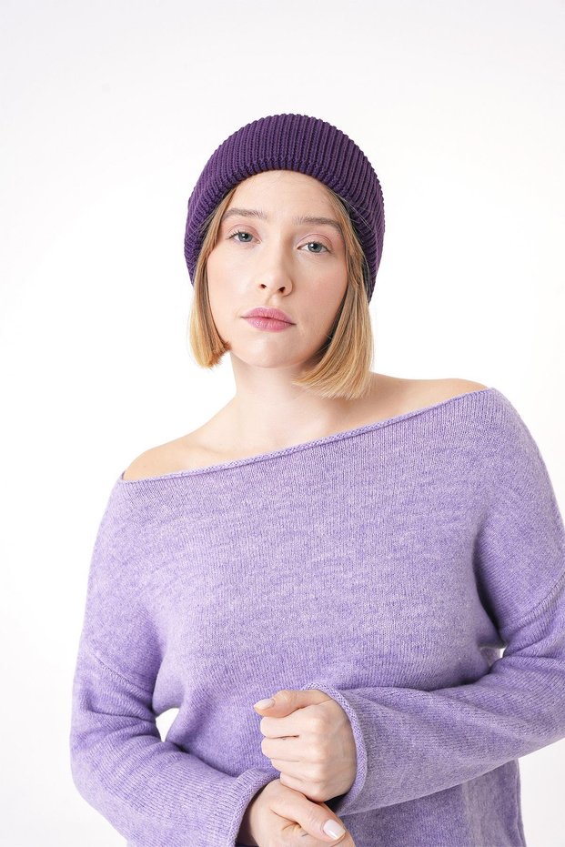 Women's Thessaloniki Knitted Beret Purple 25W5004