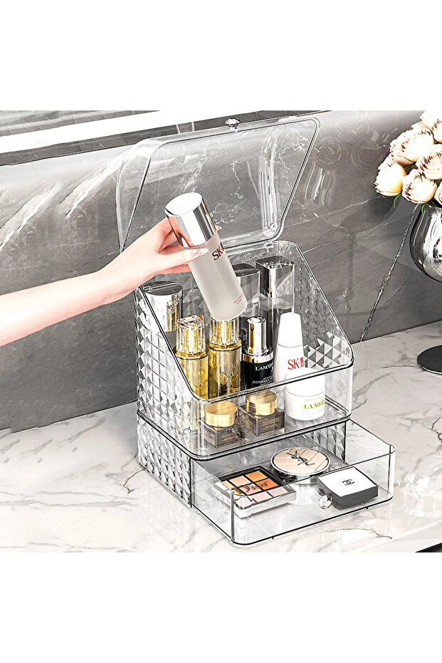 Yimijia cosmetics storage box storage box high-end light luxury desktop makeup box drawer-style d... - 5