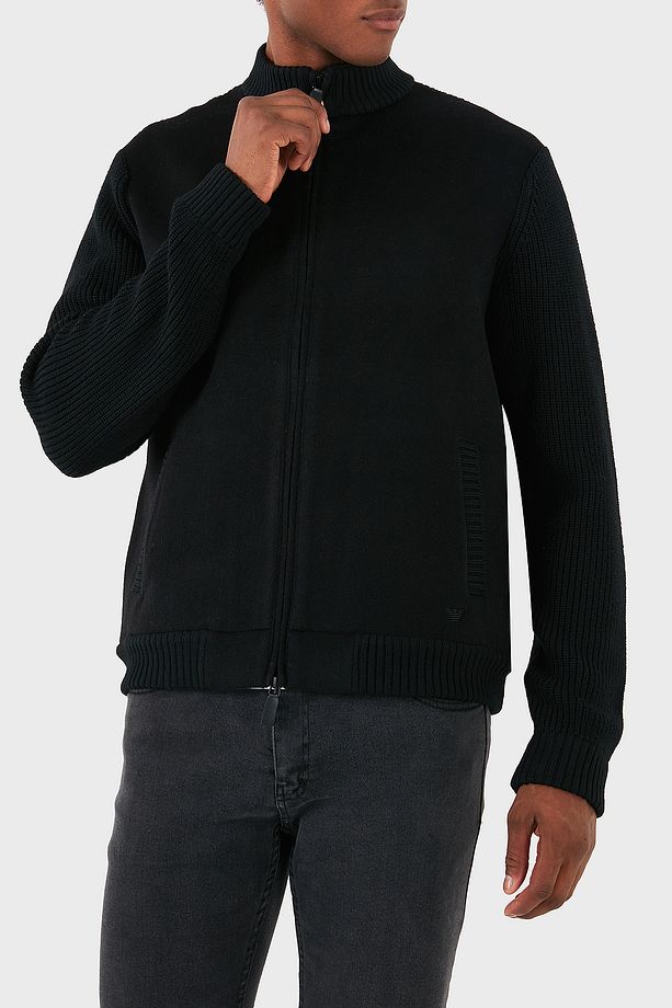 Yünlü Logolu Regular Fit Dik Yaka Hırka Erkek HIRKA 6D1BY2 1MF9Z 0999 - 1