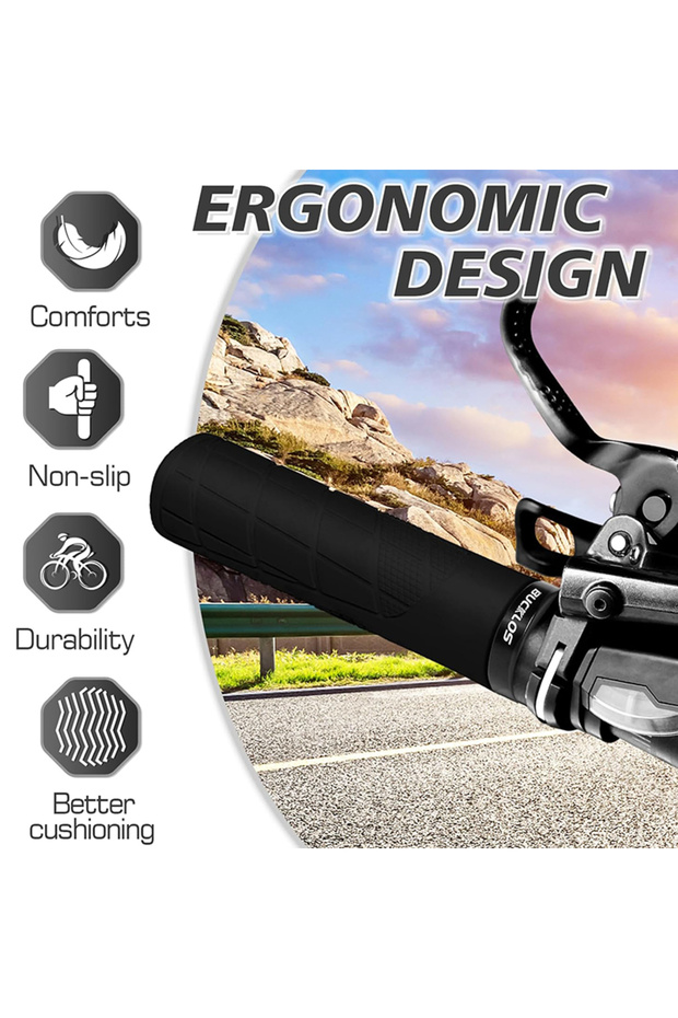 MTB Rubber Handlebar Grips Soft Non-slip Handlebar Lock Grips Shock-absorption Mountain B... - 4
