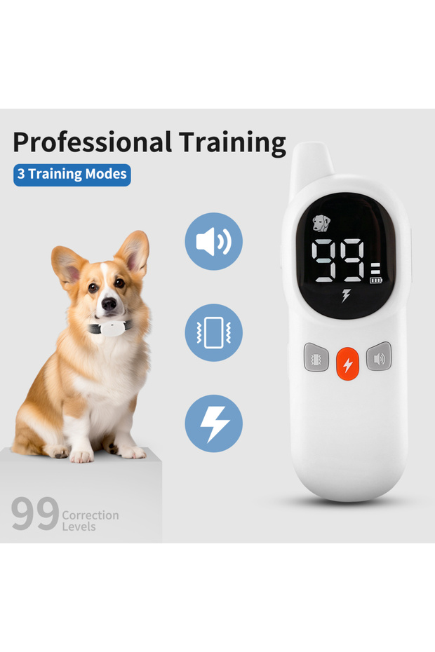 Pupopan dog training collar remote control shock collar - 3 training modes, beep, vibration and shock... - 3