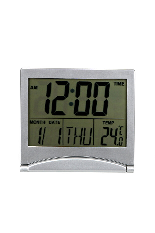 Silver Multifunction Electronic Clocks Home Decor Time Date Temperature Timer Foldable Alarm Clock P