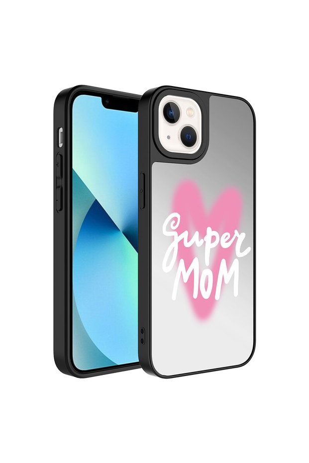 Compatible Case Mirror Cover for Apple iPhone 13 Case Mirror Glossy with Patterned Camera Protection