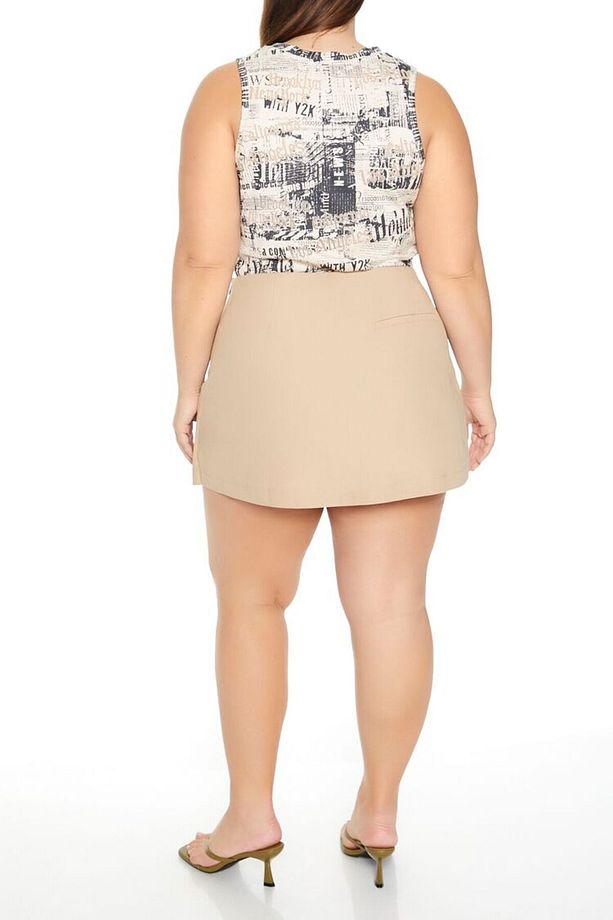 Plus Size Mini Kargo Şort Etek - 5