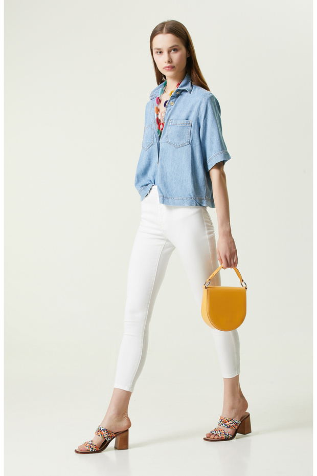 Beyaz Denim Pantolon - 1