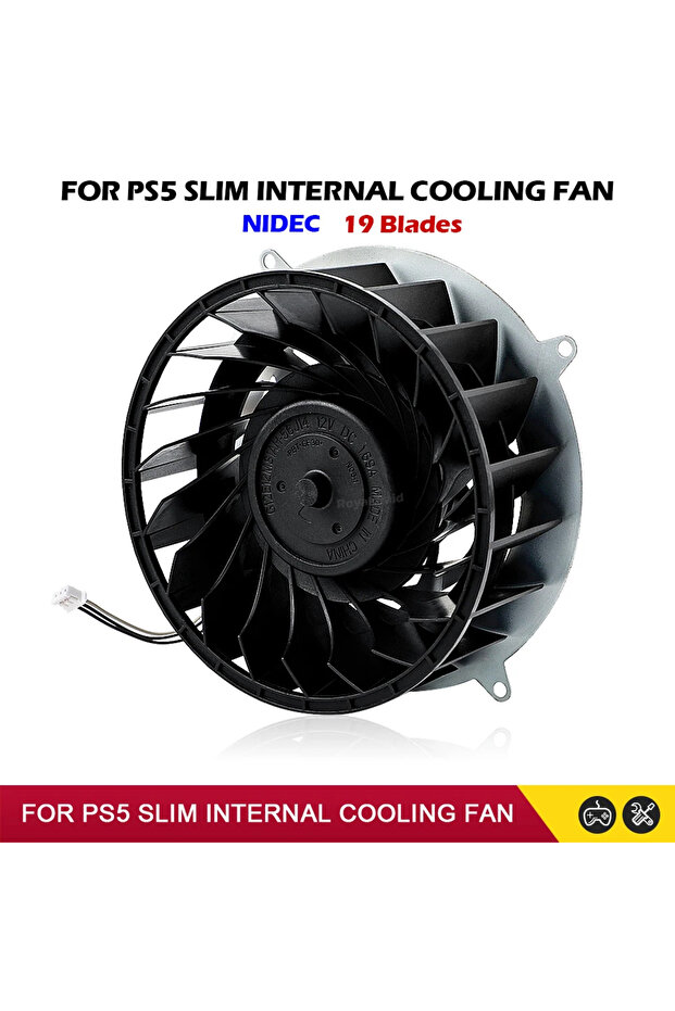 مروحة تبريد داخلية بديلة من Nidec، 19 شفرة، لمشتتات حرارة جهاز PS5 Slim، 19 شفرة، 12 فولت تيار مستمر، 1.69 أمبير