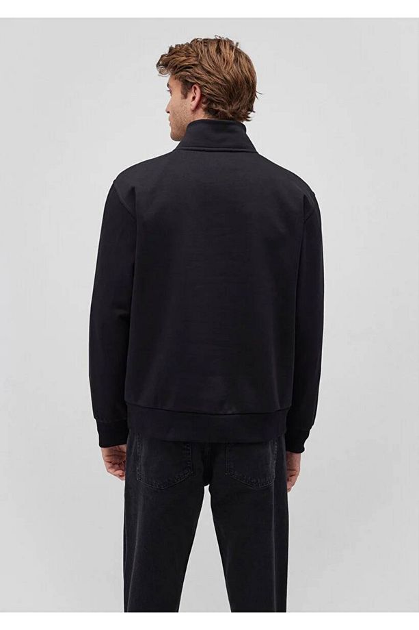 Yarı Fermuarlı Siyah Basic Sweatshirt 0S10278-900 - 4