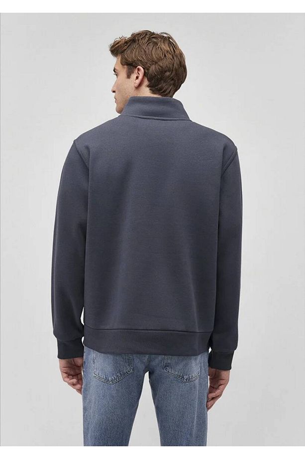 Yarı Fermuarlı Lacivert Basic Sweatshirt 0S10278-87822 - 4