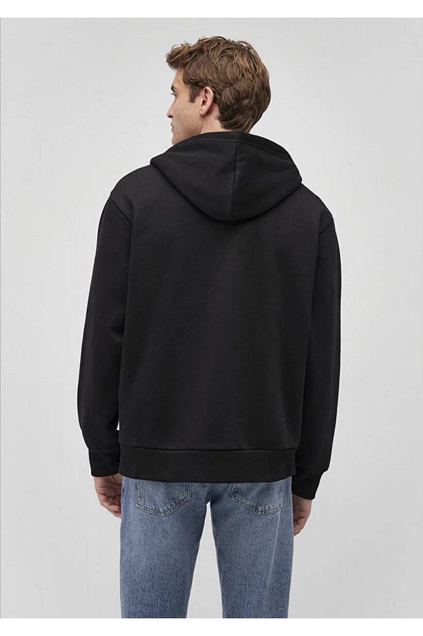 Kapüşonlu Fermuarlı Siyah Basic Sweatshirt 0s10277-900 - 4