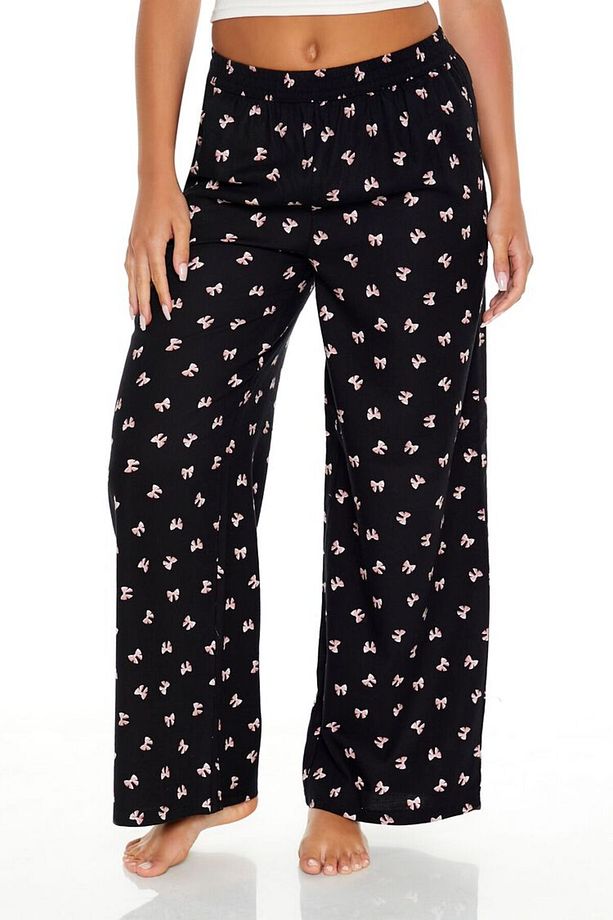 Kurdele Desenli Wide-Leg Pijama Altı - 1
