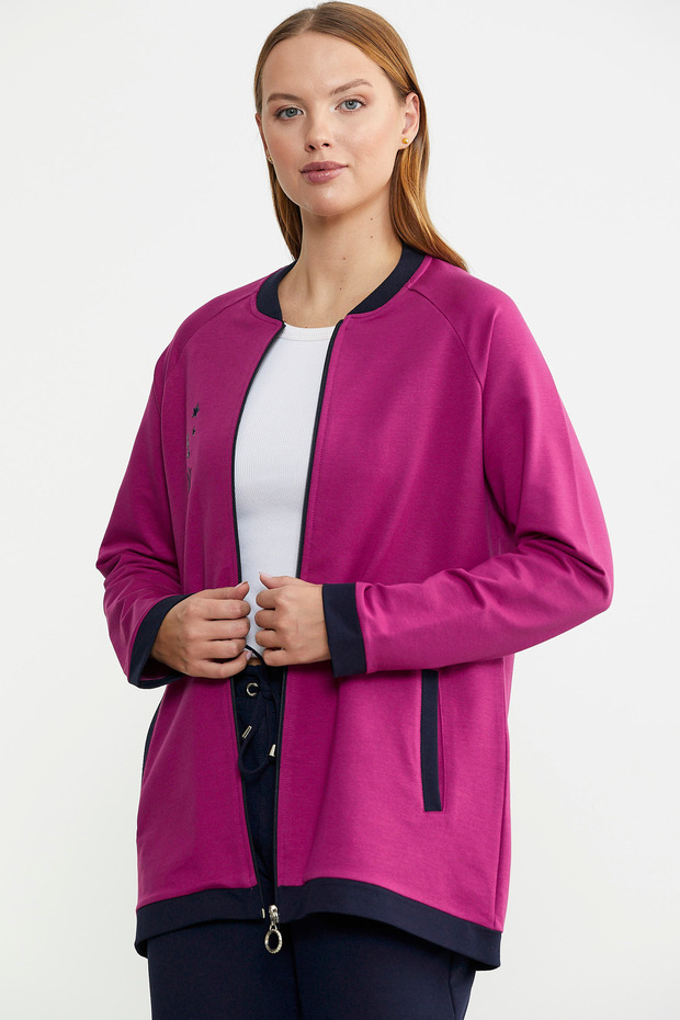 Fuchsia Color Combination Tunic and Tracksuit Set - 2