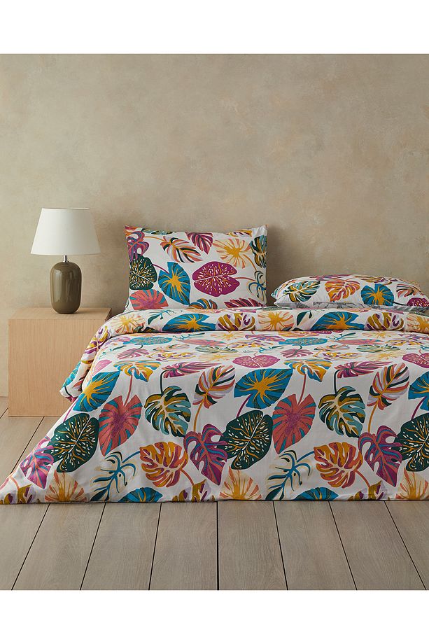 Leaf Jungle Tek Kişilik Nevresim Seti Fuşya - 5