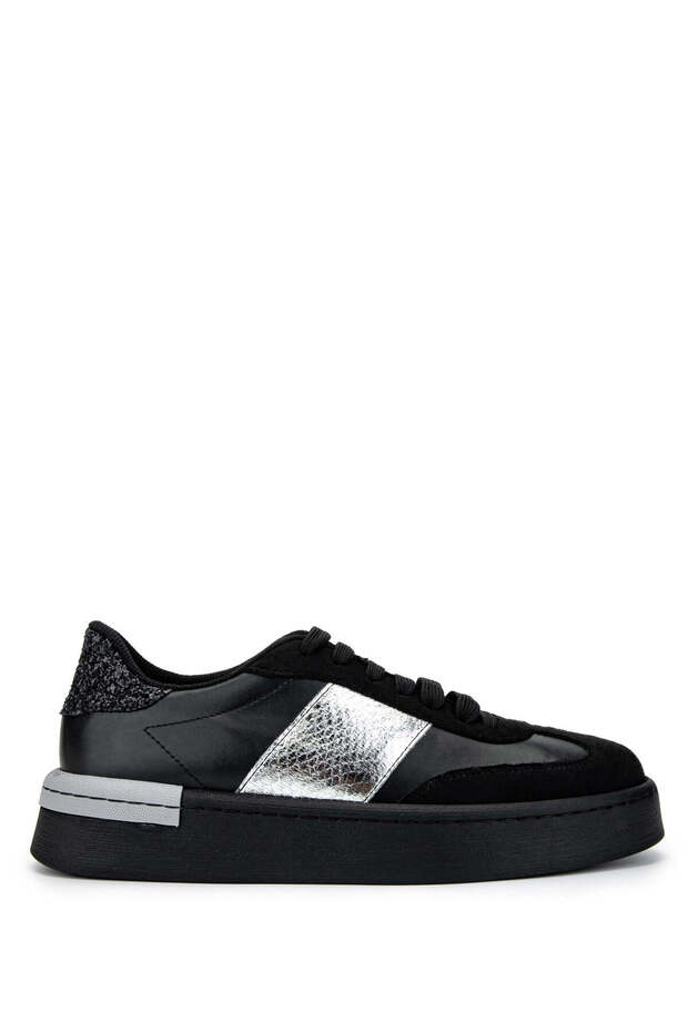 Women's Genuine Leather Black Sneakers & Sports Shoes