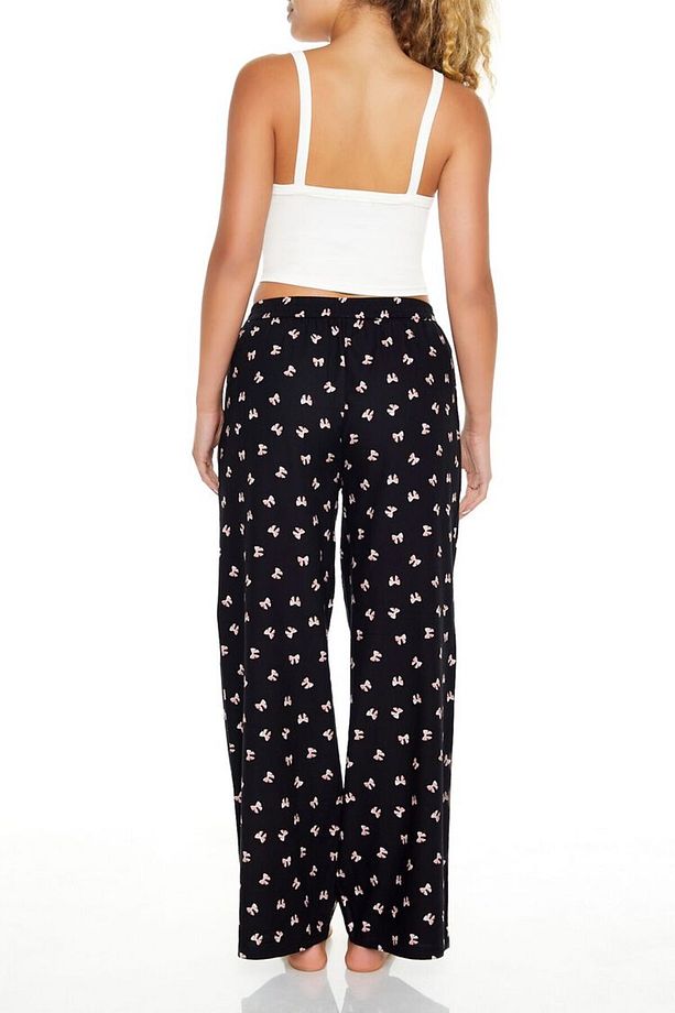 Kurdele Desenli Wide-Leg Pijama Altı - 4