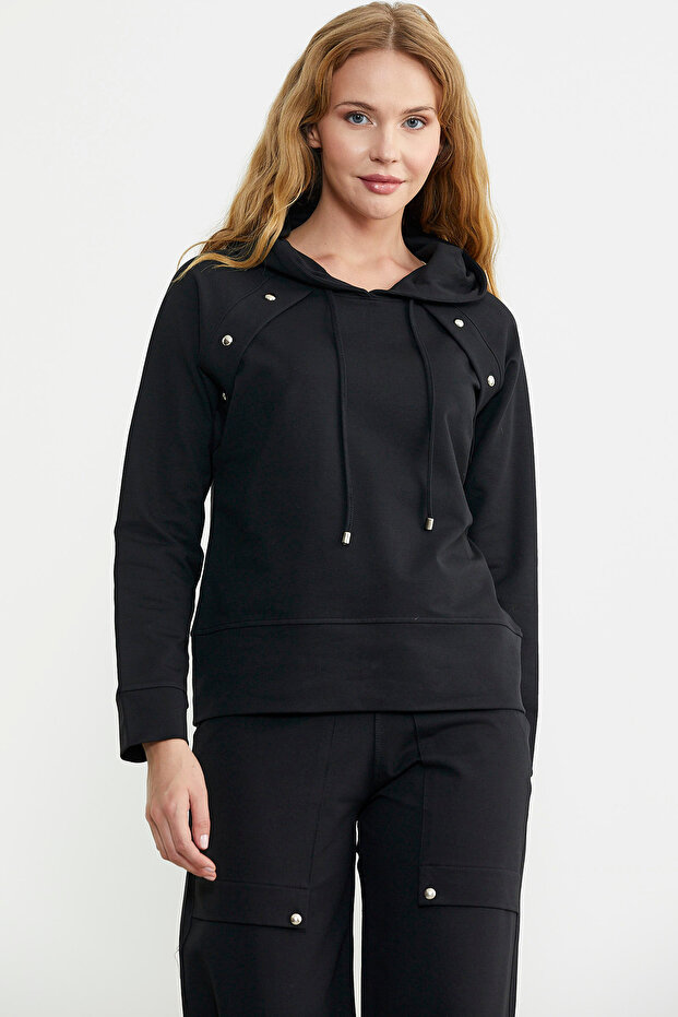 Trening oversize cu glugă - negru - 4