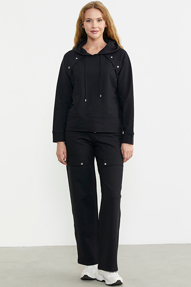 Trening oversize cu glugă - negru - 2