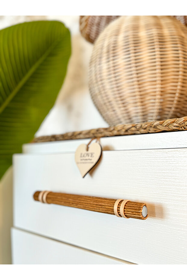 160 mm Rattan Kulp -Dolap Kulp -Çekmece Kulp- Hasır Kulp-meşe renk kulp- 16 cm kulp - 5