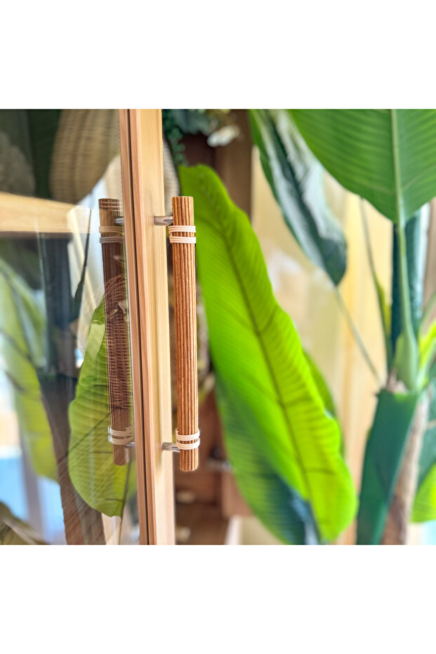 96 mm Rattan Kulp -Dolap Kulp -Çekmece Kulp- Hasır Kulp-meşe renk kulp- 9.6 cm kulp - 3