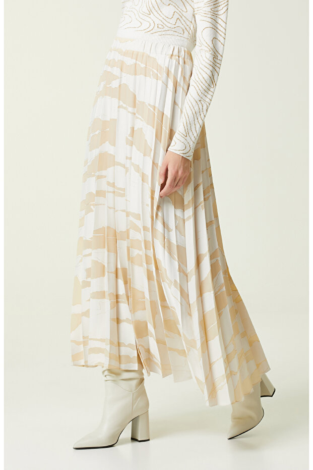 Ekru Midi Boy Etek - 2