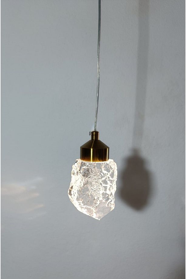 TULİ Tekli Gold Kaplamalı Sarkıt Avize Modern Avize Kristal Cam 3 Renk Avize Led Ampul Şık Tasarım - 5