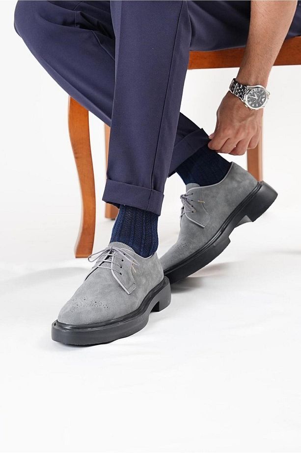 Halet Model Hakiki Deri El Yapımı Erkek Gri Casual Ayakkabı - 6