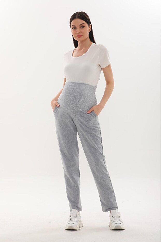 Hamile Esnek Karın Bantlı Beli Ayarlanabilir Eşofman Altı - 3