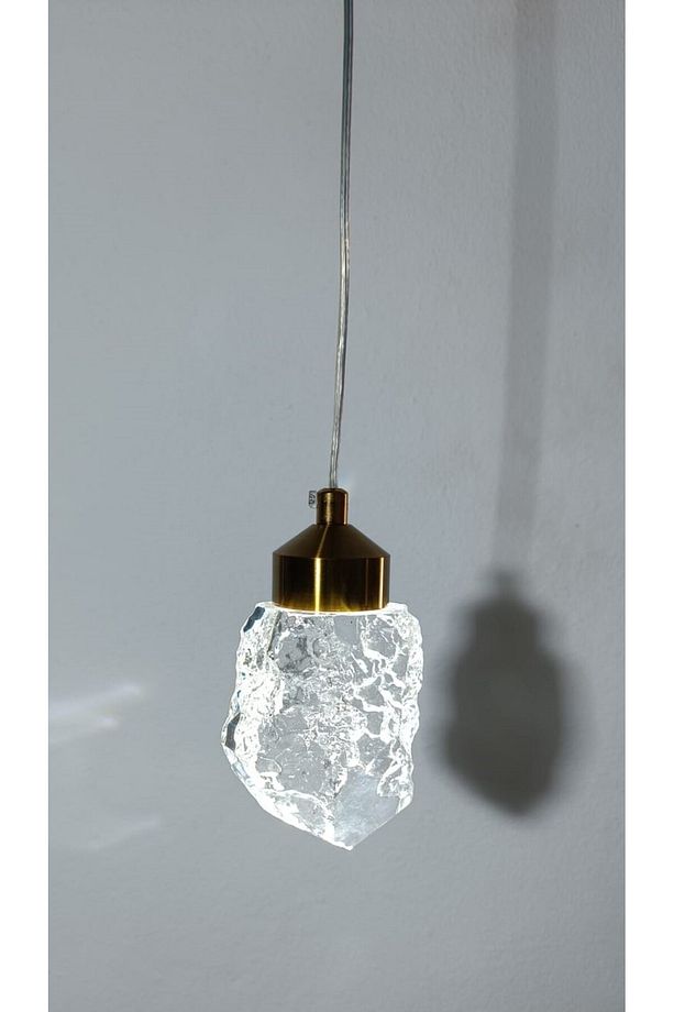 TULİ Tekli Gold Kaplamalı Sarkıt Avize Modern Avize Kristal Cam 3 Renk Avize Led Ampul Şık Tasarım - 1