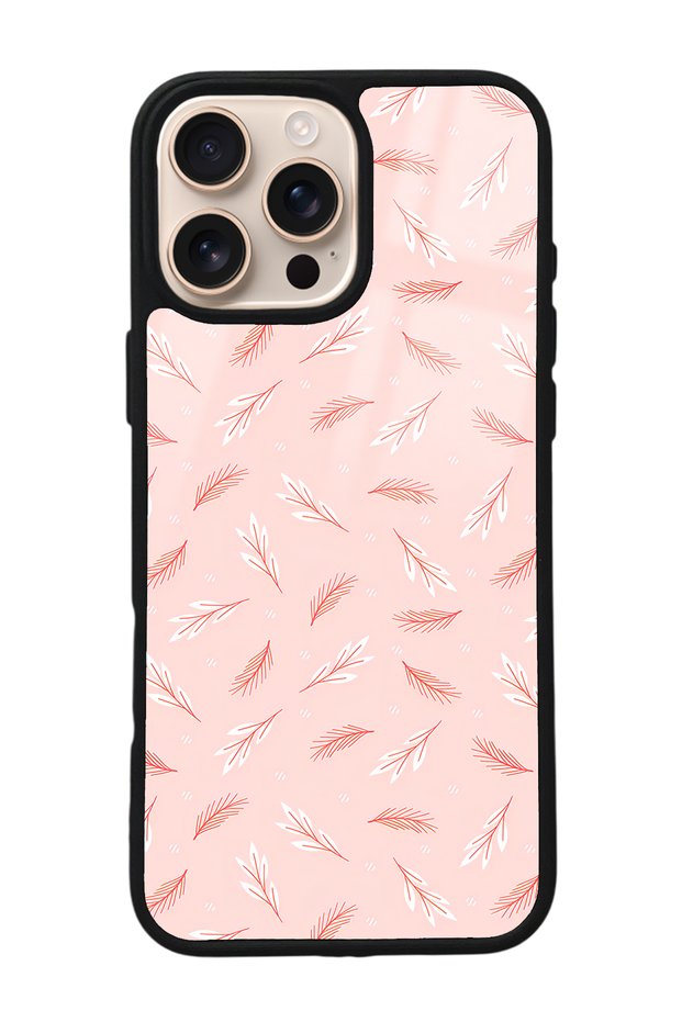 iPhone 16 Pro Max Glossy Phone Case with Powder Leaf Design