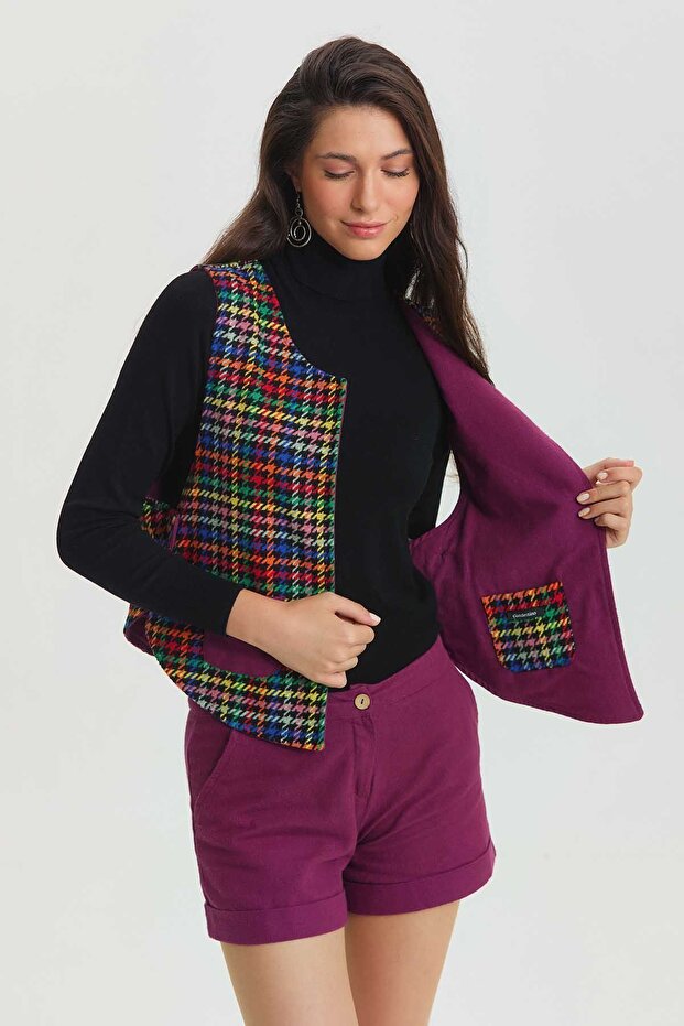 Double Sided Bohemian Vest Black - Purple