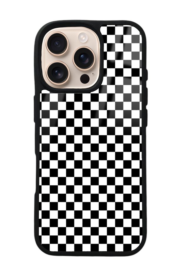 iPhone 16 Pro Glossy Phone Case with Checkered Design