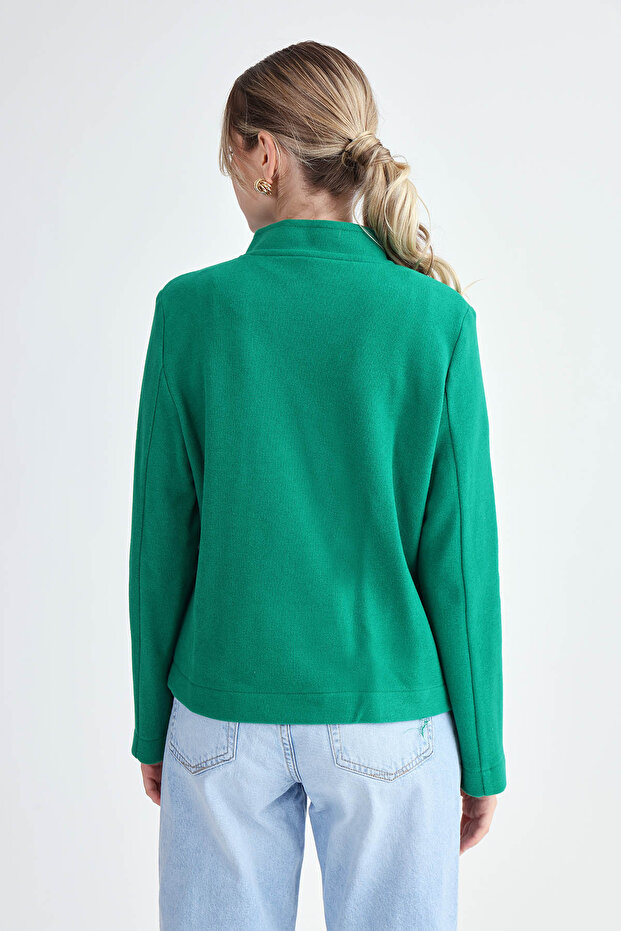 Gold Düğmeli Triko Ceket - 5