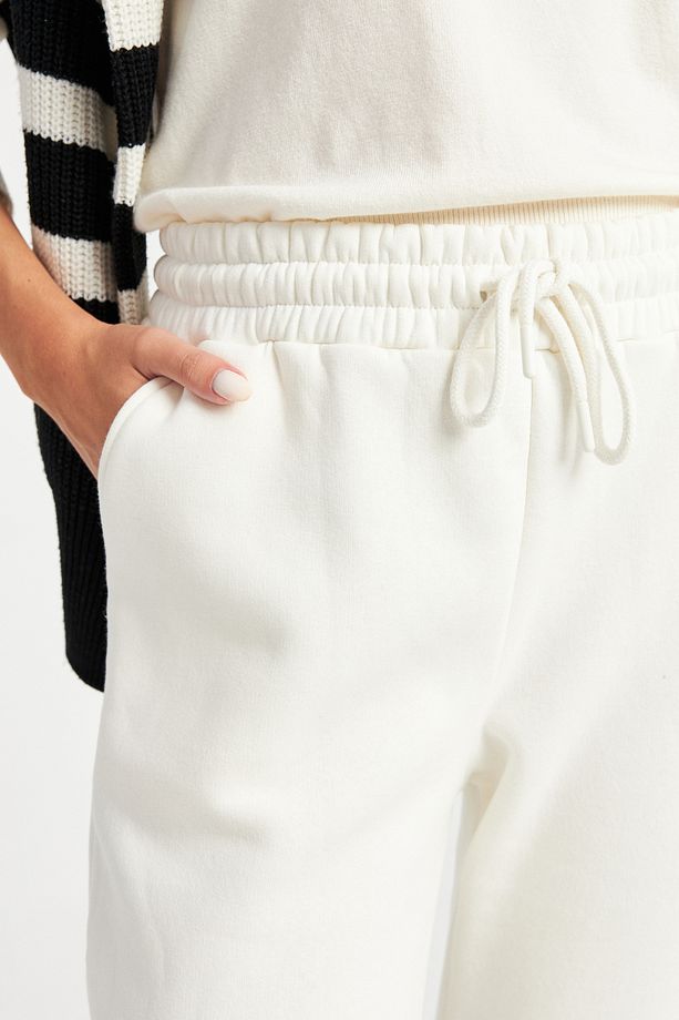 Kadın Ekru Jogger Örme Pantolon - 6