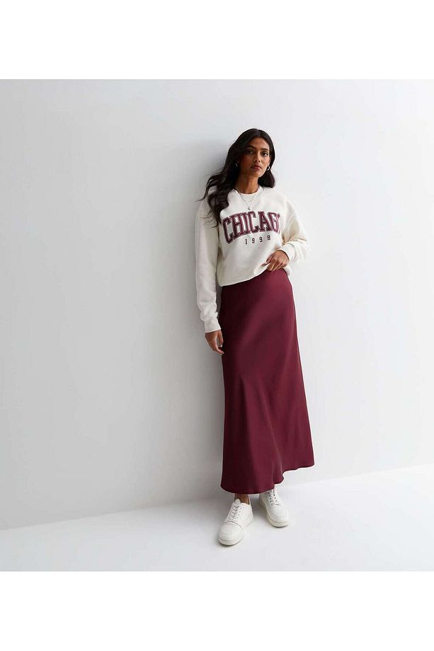 Bordo Saten Midi Boy Etek - 3
