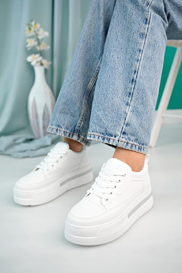 Zima Sole Stone Detailed Thick Sole Lace up Women's Sneakers
