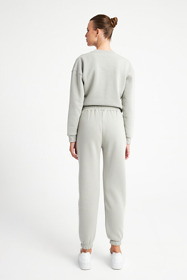 Kadın Gri Jogger Örme Pantolon - 5