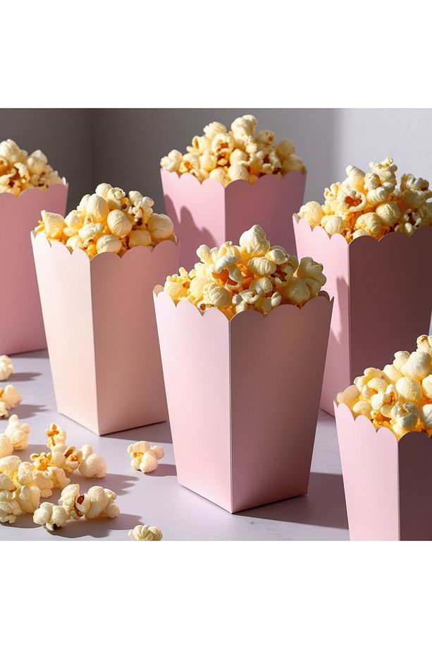 Popcorn Kutusu ( Mısır  - Cips Kutusu ) 8 Adet Pembe - 2